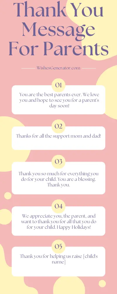 How To Thank Parents For Their Support
